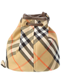 Burberry Burberry Check Canvas & Leather Drawstring Pouch