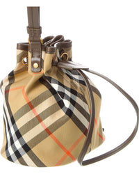 Burberry Burberry Check Canvas & Leather Drawstring Pouch