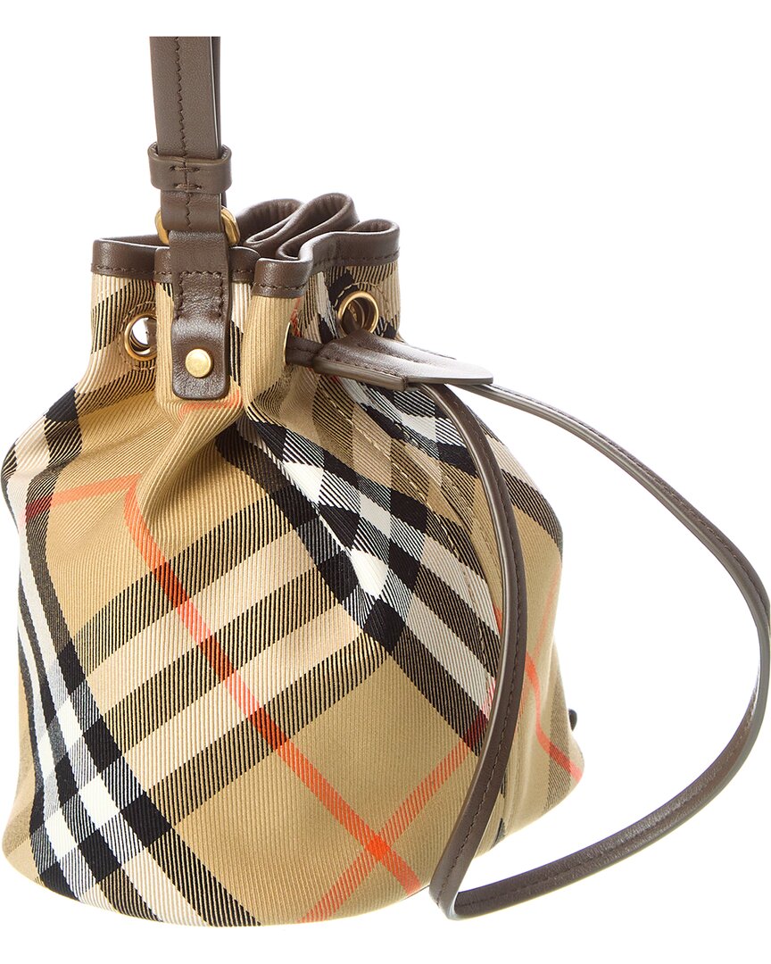 Burberry Burberry Check Canvas & Leather Drawstring Pouch