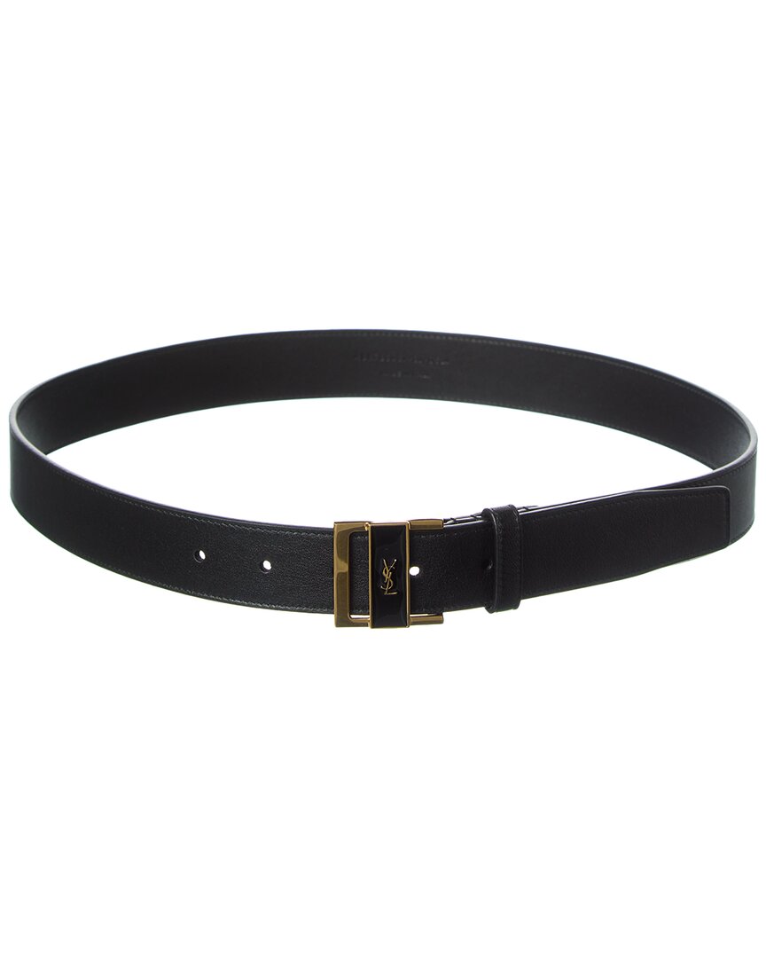 Saint Laurent Gio Leather Belt Black