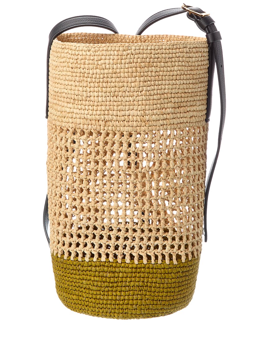 Khaite Billie Small Raffia & Leather Bucket Bag