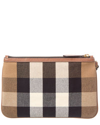 Burberry Check Canvas & Leather Pouch