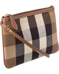 Burberry Check Canvas & Leather Pouch