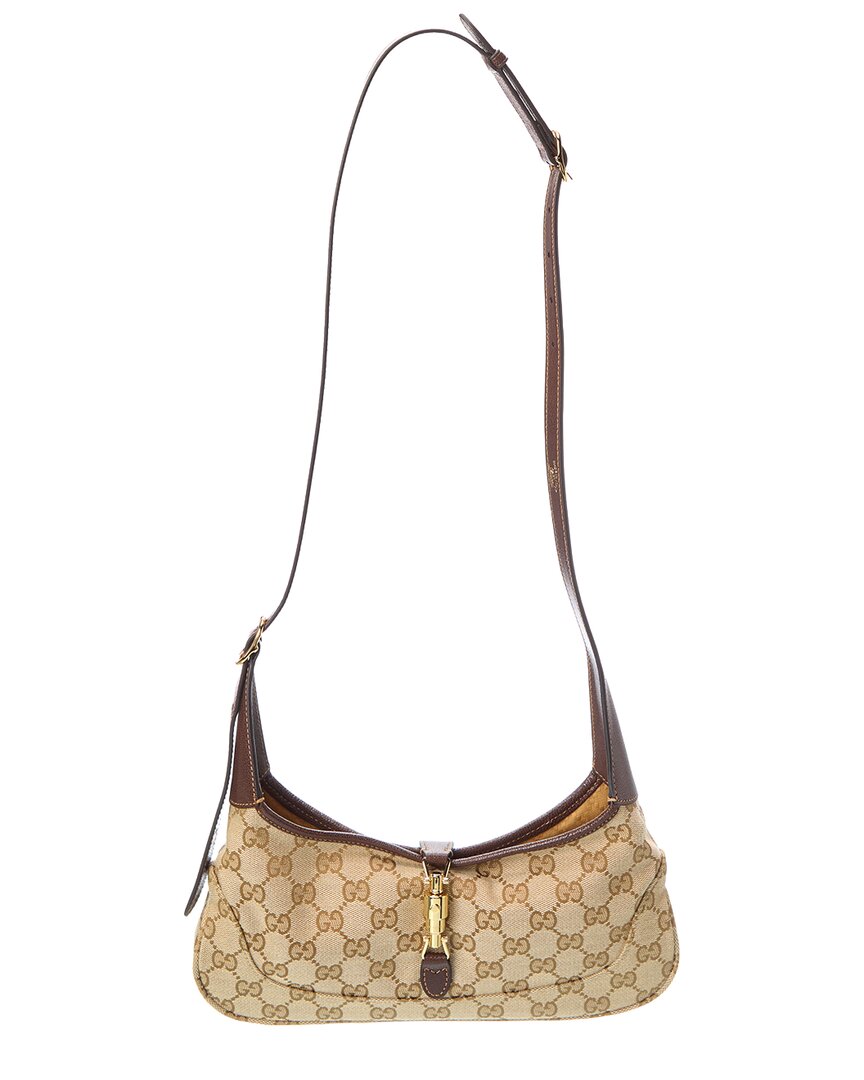 Gucci Gucci Jackie Slim Medium Canvas & Leather Hobo Bag