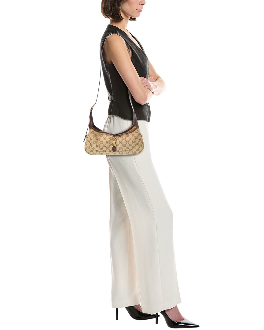 Gucci Gucci Jackie Slim Medium Canvas & Leather Hobo Bag