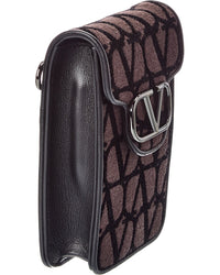 Valentino Valentino Vlogo Toile Iconographe Canvas & Leather Smartphone Case