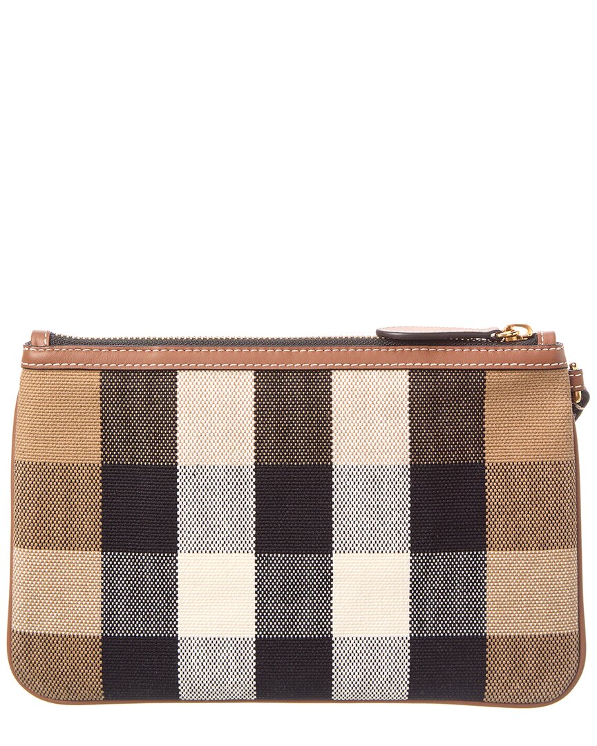 Burberry Check Canvas & Leather Pouch – Bluefly