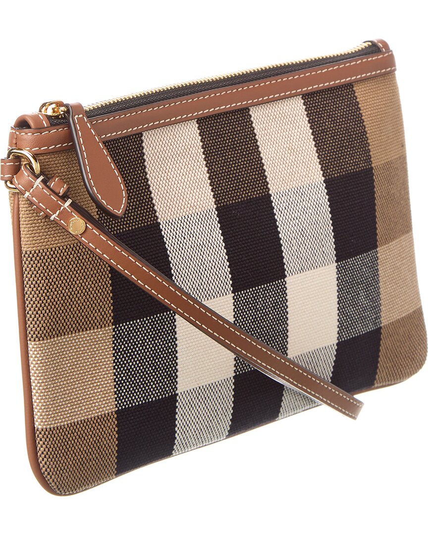 Burberry Check Canvas & Leather Pouch – Bluefly