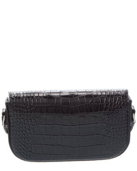 Celine Small Triomphe Croc-Embossed Leather Crossbody