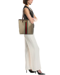 Gucci Gucci Ophidia Medium Gg Supreme Canvas & Leather Tote