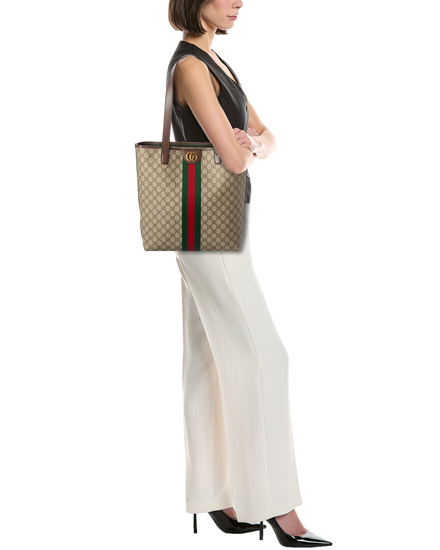 Gucci Gucci Ophidia Medium Gg Supreme Canvas & Leather Tote