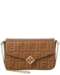 Fendi Ff Diamonds Leather Wallet On Chain