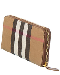Burberry Burberry Check Canvas & Leather Zip Around Wallet