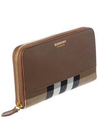Burberry Burberry Check Canvas & Leather Zip Around Wallet