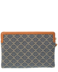 Celine Small Jacquard Triomphe Canvas & Leather Pouch