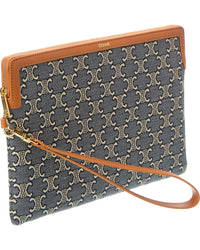 Celine Small Jacquard Triomphe Canvas & Leather Pouch
