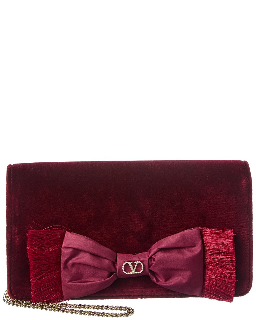 Valentino Valentino Vlogo Signature Mini Velvet Wallet On Chain