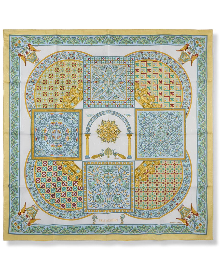 Pre-Owned Hermès Ciels Byzantins By Julia Abadie Mm Printed Silk Scarf (Authentic Pre-