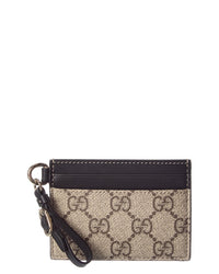 Gucci Gucci Emblem Gg Supreme Canvas & Leather Card Case
