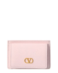 Valentino Vlogo Signature Leather Card Case ONE SIZE Pink