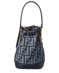 FENDI Fendi Ff Logo Canvas & Leather Bucket Bag
