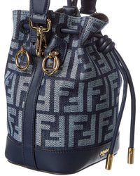 FENDI Fendi Ff Logo Canvas & Leather Bucket Bag