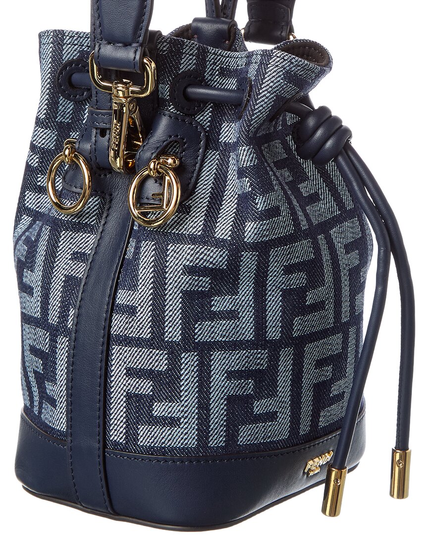 FENDI Fendi Ff Logo Canvas & Leather Bucket Bag