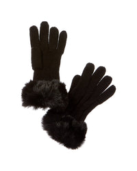 Surell Accessories Knit Stretch Mittens Black