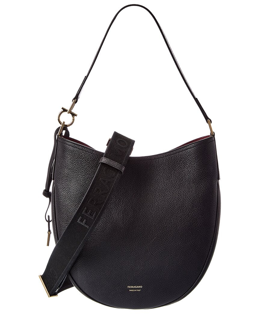 Ferragamo Ferragamo North/South Medium Leather Hobo Bag