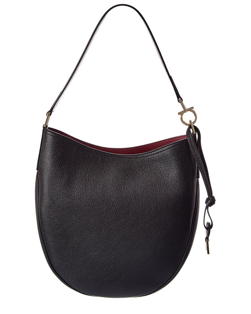 Ferragamo Ferragamo North/South Medium Leather Hobo Bag