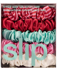 Slip® Pure Silk Set Of 5 Midi Scrunchies - Gelati