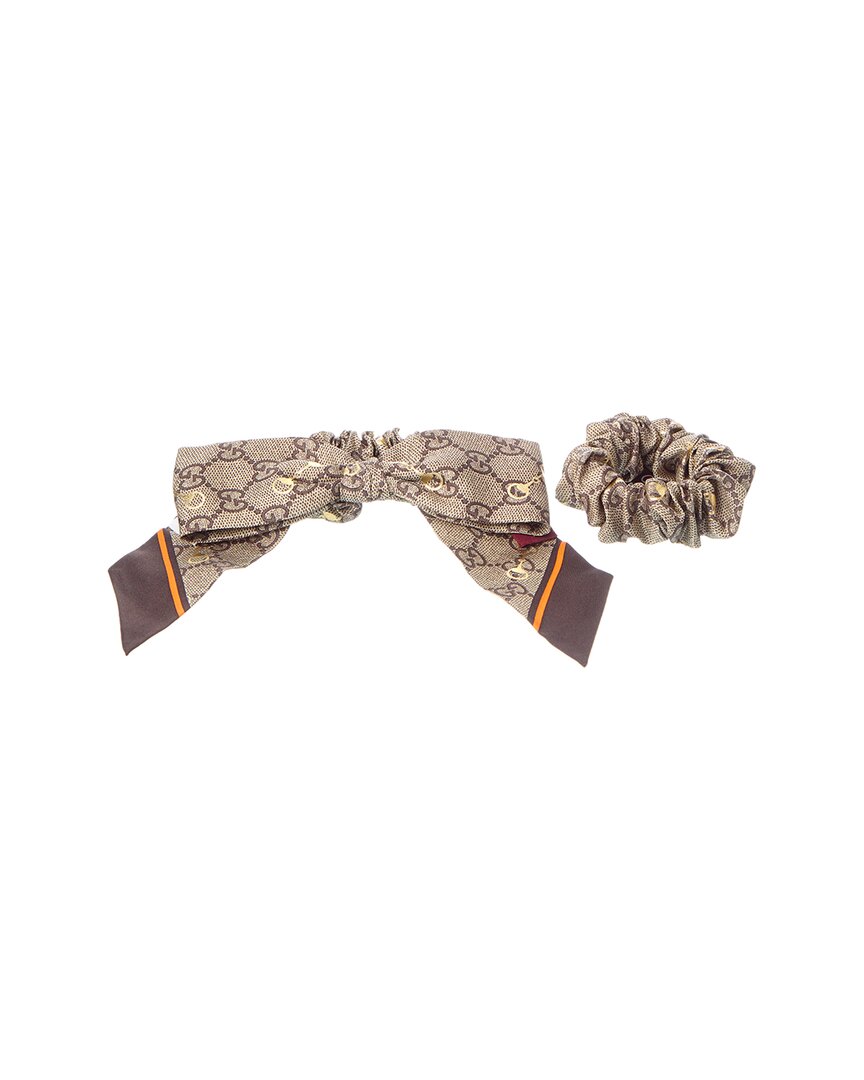 Gucci Gg Silk Scrunchie & Bow Set