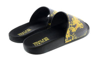 Versace Jeans Couture Black/Gold Ladies Signature Pattern Pool Slide