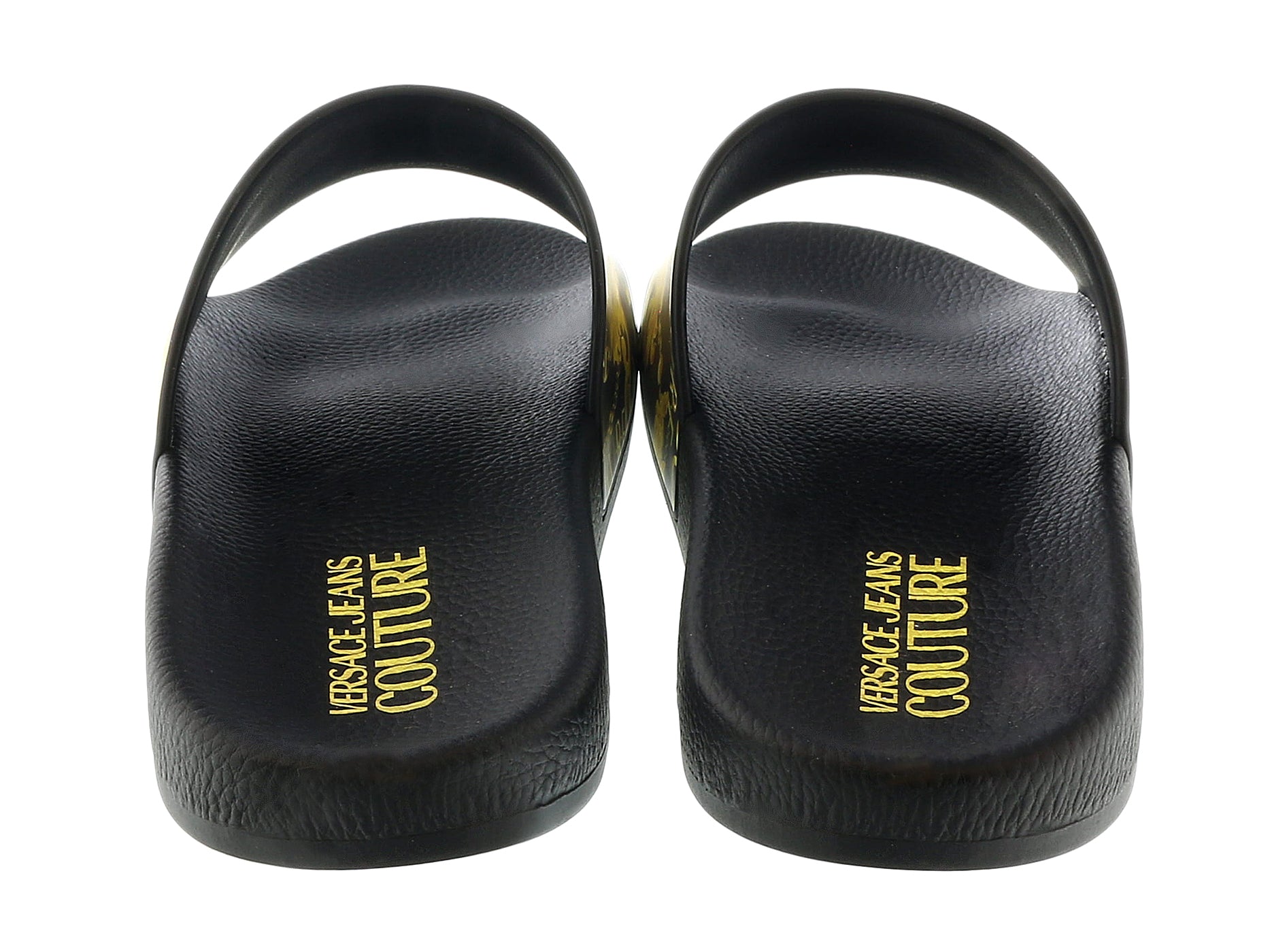 Versace Jeans Couture Black/Gold Ladies Signature Pattern Pool Slide