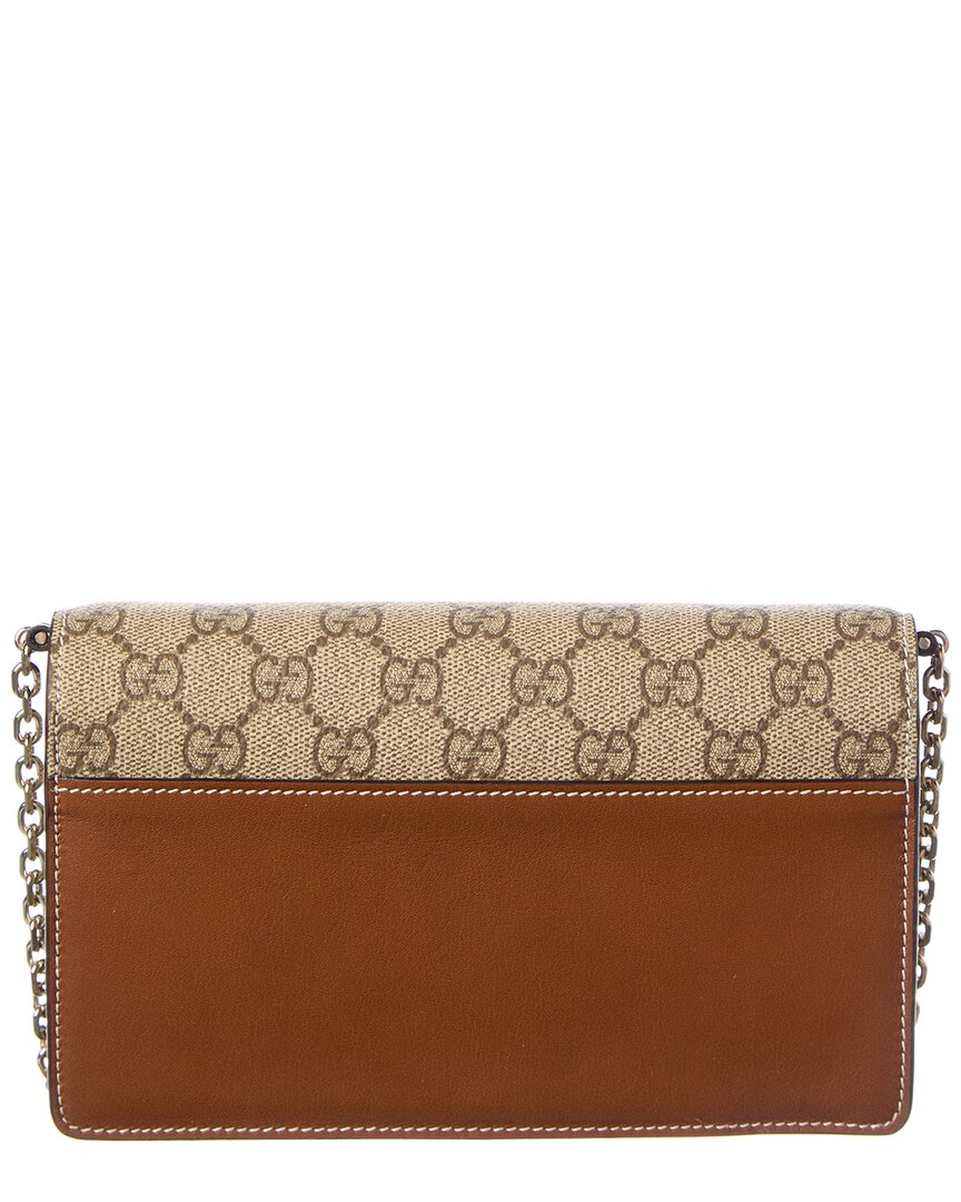 Gucci Gucci Gg Emblem Gg Supreme Canvas & Leather Wallet On Chain