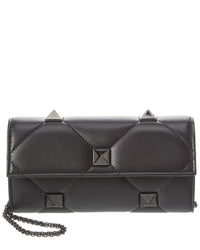 Valentino Valentino Roman Stud Leather Wallet On Chain