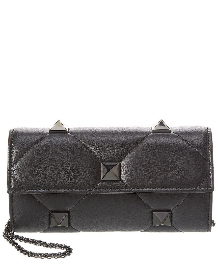 Valentino Valentino Roman Stud Leather Wallet On Chain