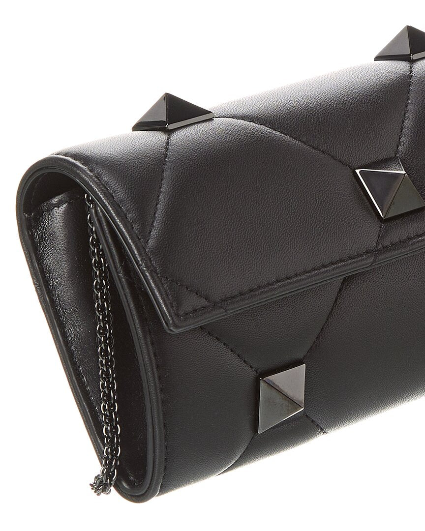 Valentino Valentino Roman Stud Leather Wallet On Chain