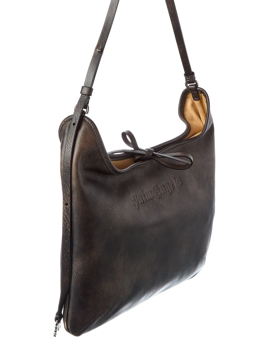 Palm Angels Logo Leather Hobo Bag
