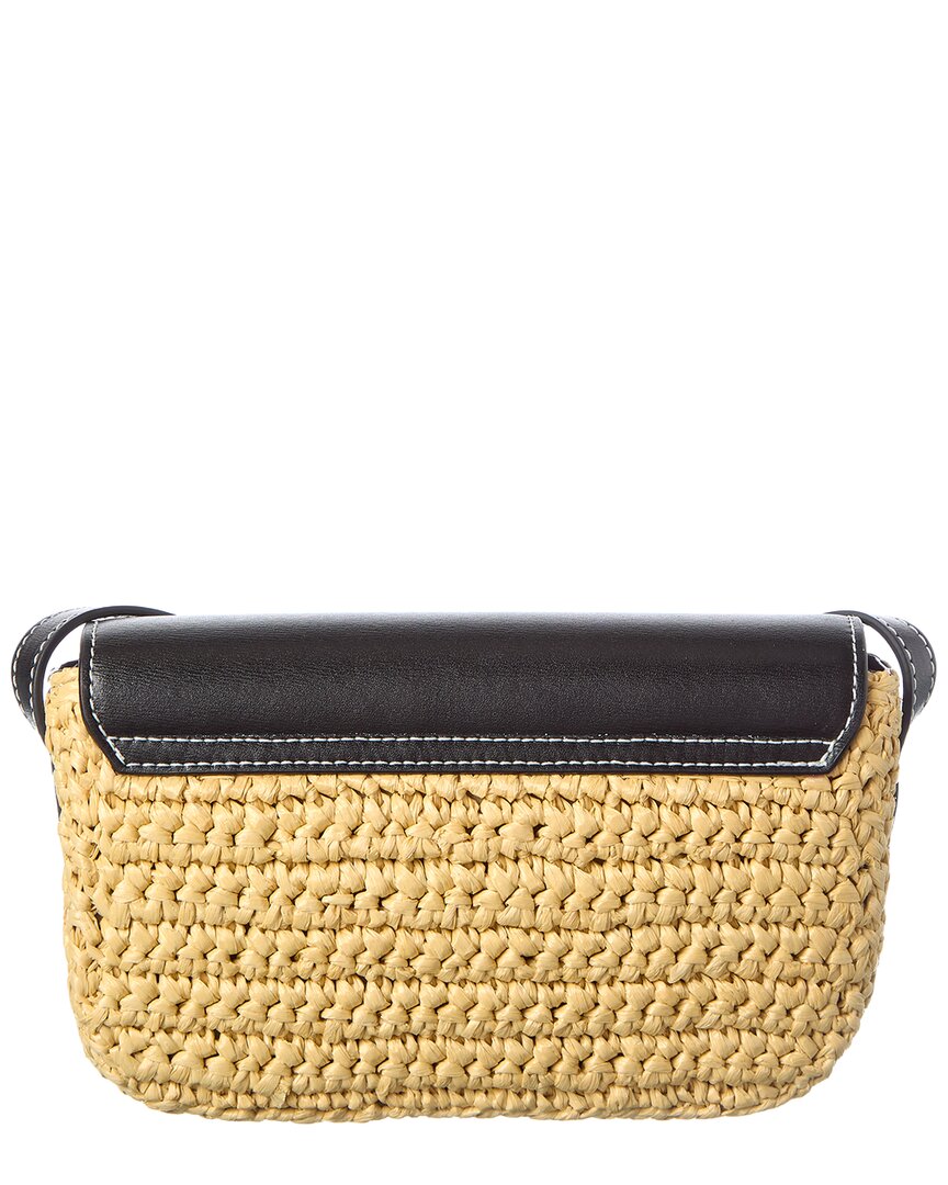Palm Angels Palm Bridge Raffia & Leather Crossbody