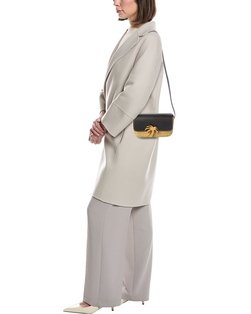 Palm Angels Palm Bridge Raffia & Leather Crossbody