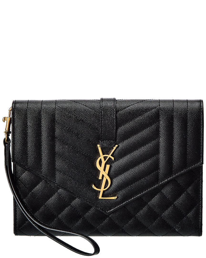 Saint Laurent Saint Laurent Monogram Leather Clutch