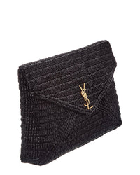 Saint Laurent Saint Laurent Ysl Logo Large Raffia Pouch