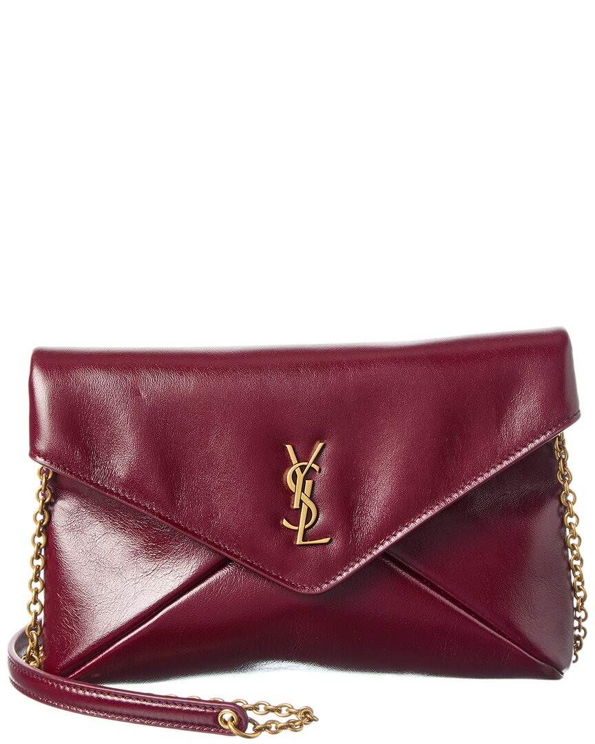 Saint Laurent Cassandre Mini Leather Envelope Pouch On Chain