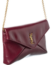 Saint Laurent Cassandre Mini Leather Envelope Pouch On Chain