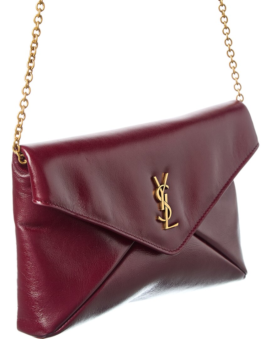 Saint Laurent Cassandre Mini Leather Envelope Pouch On Chain