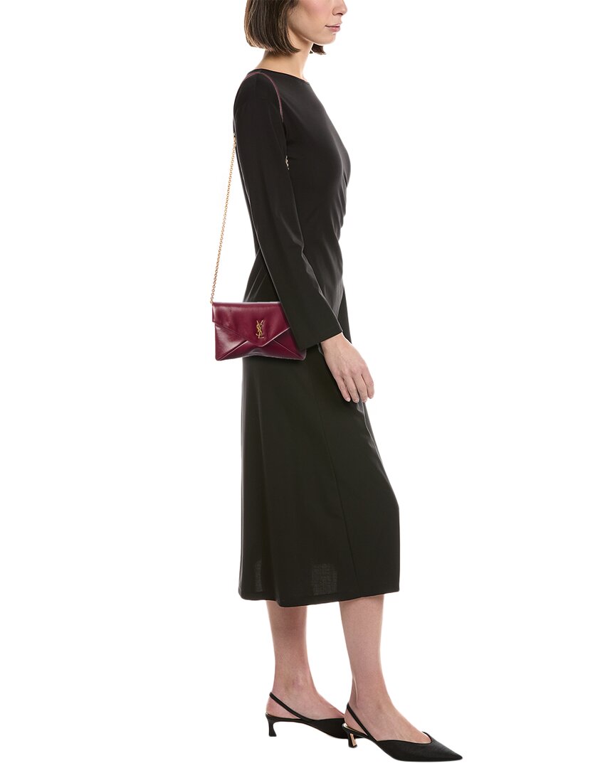 Saint Laurent Cassandre Mini Leather Envelope Pouch On Chain