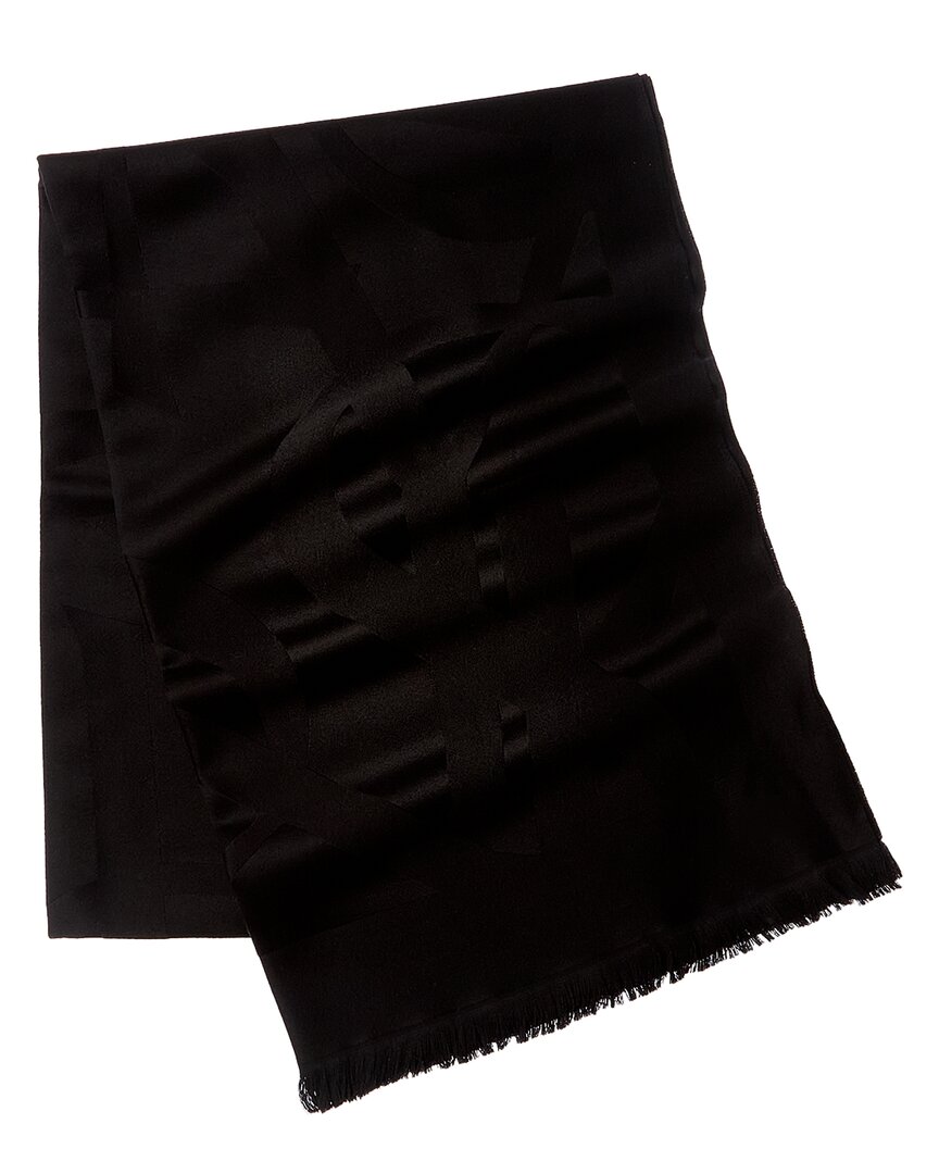 Saint Laurent Cassandre Jacquard Wool Scarf