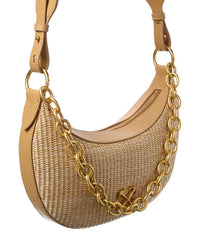 Off-White™ Hemisphere Straw & Leather Shoulder Bag
