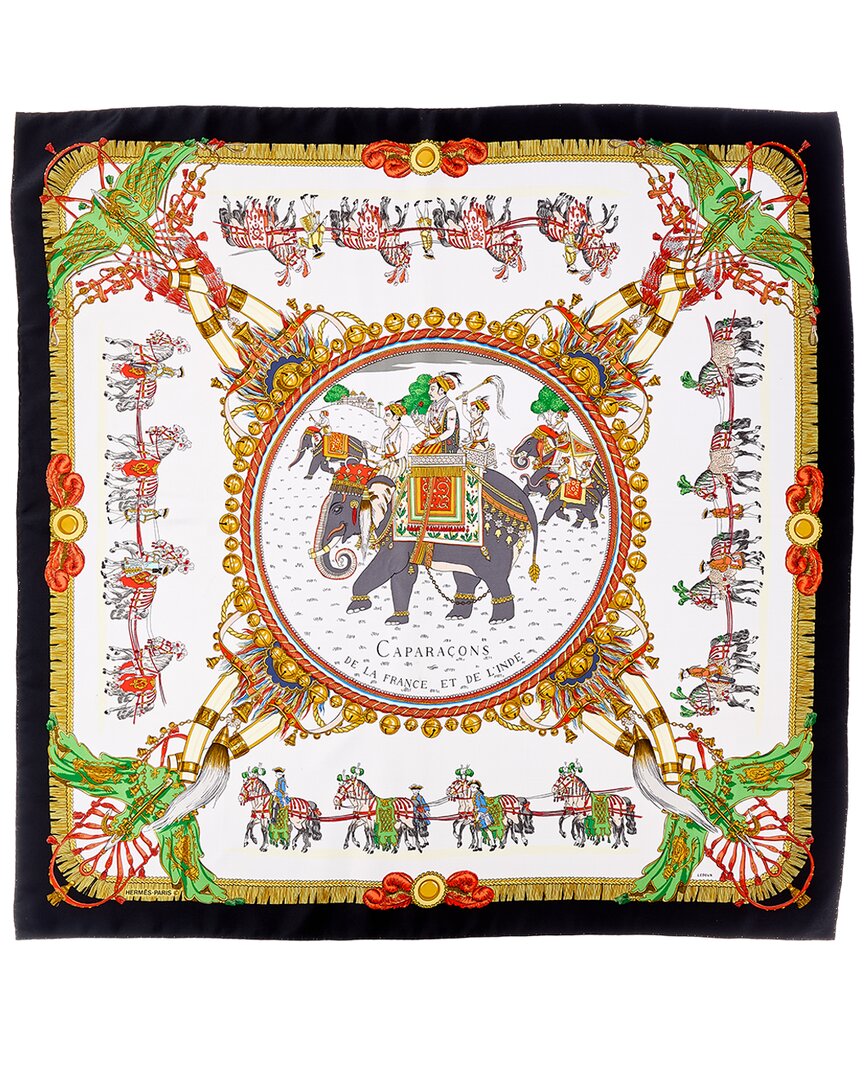 Hermès Hermès Caparaçons De La France Et De L'inde Motif Philippe Ledoux Silk Scarf